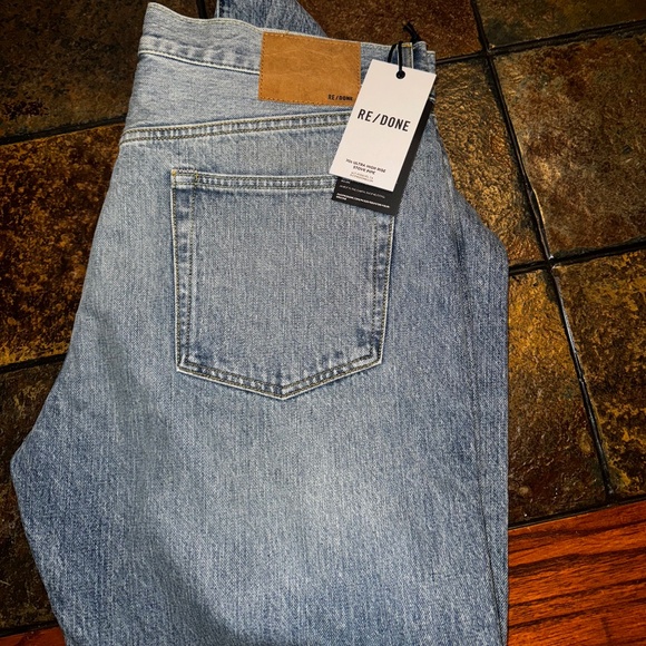 RE/done high rise stove pipe jeans - sz 34 Button Fly length 31 - Picture 1 of 6
